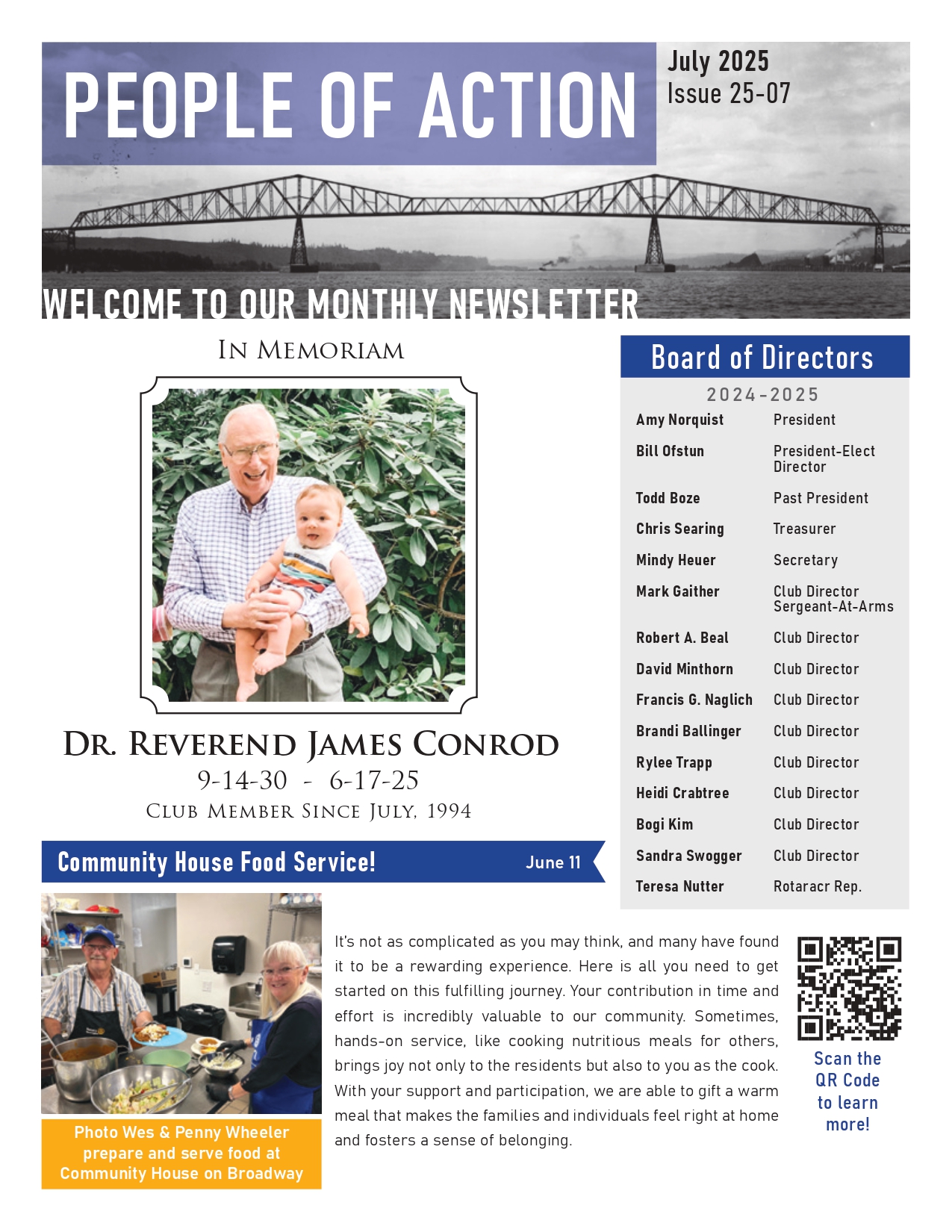 Rotary Club of Longview WA July Newsletter 2025 page 1