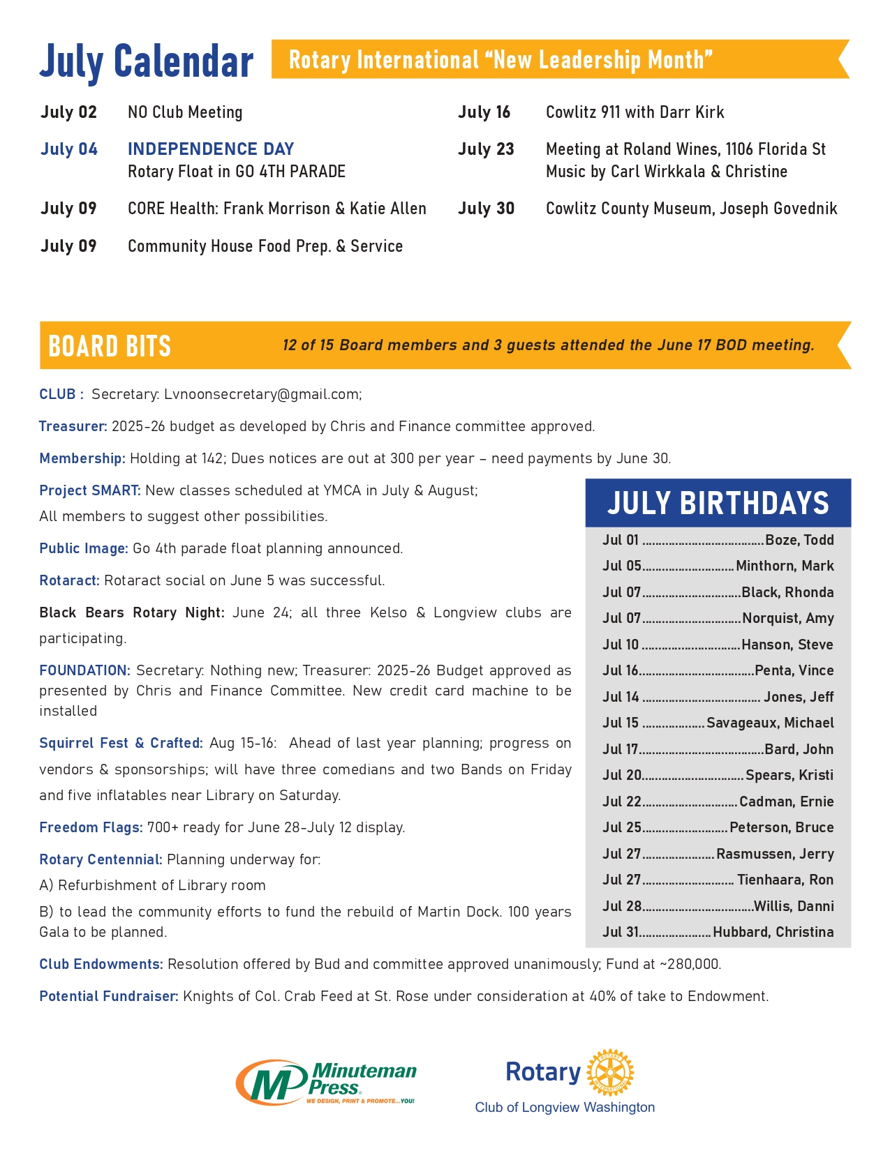 Rotary Club of Longview WA July Newsletter 2025 page 4