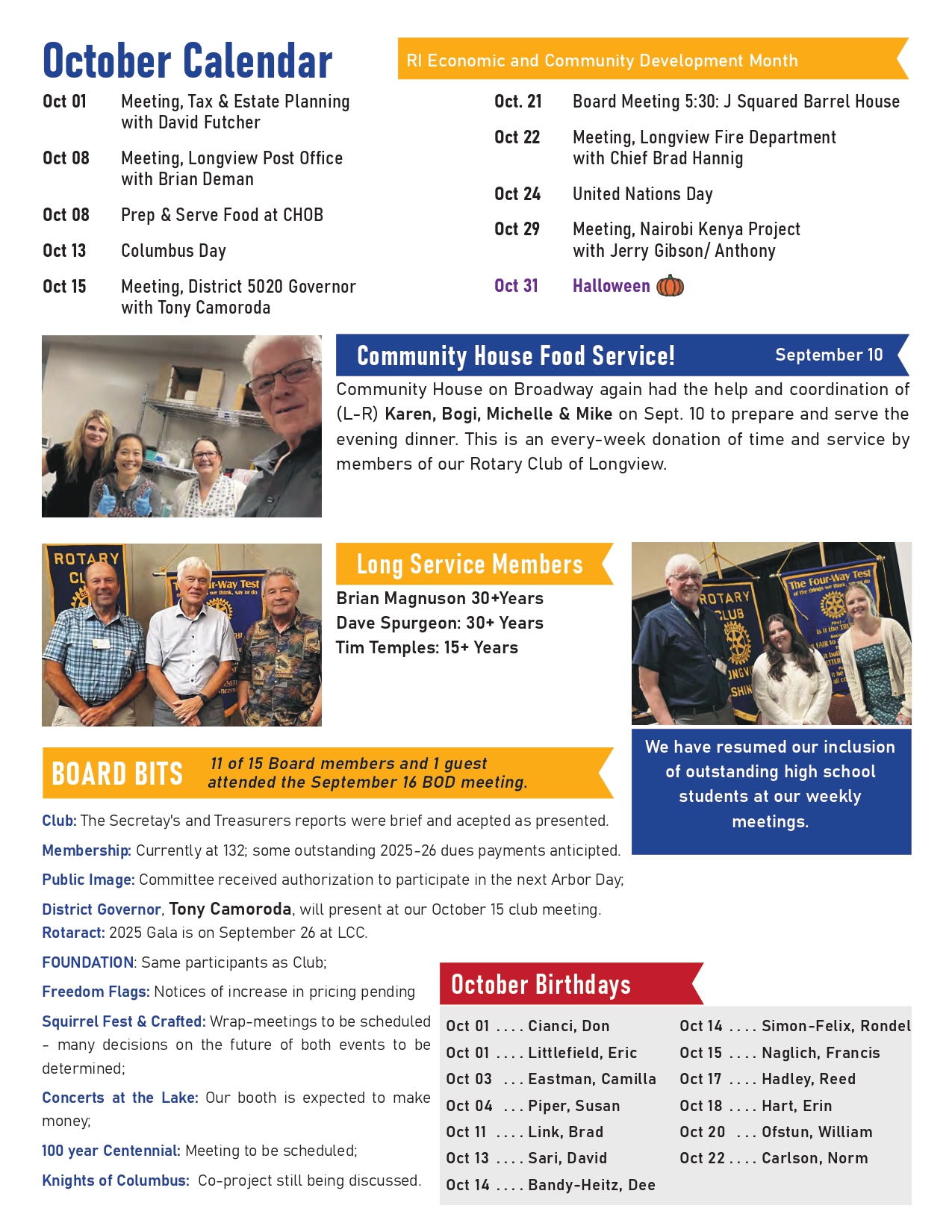 Rotary Club of Longview WA October Newsletter 2025 page 2