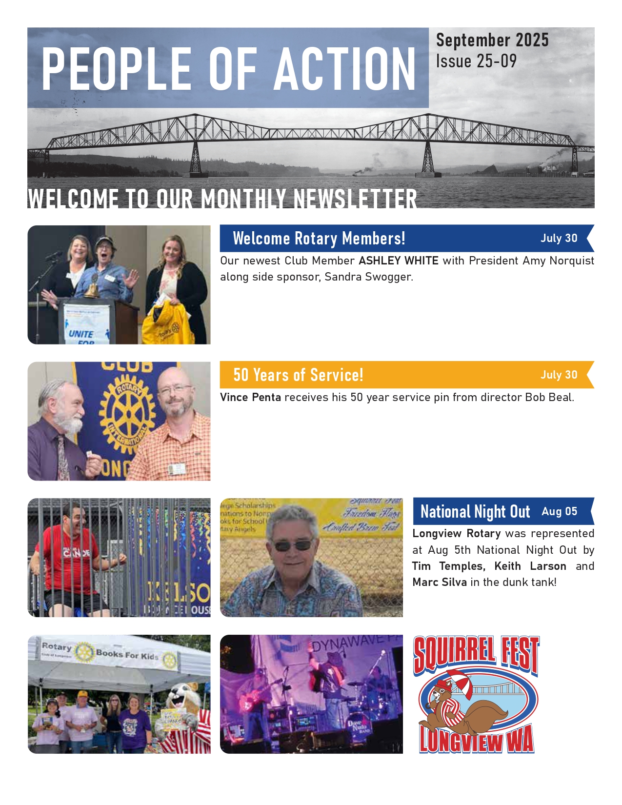 Rotary Club of Longview WA September Newsletter 2025 page 1