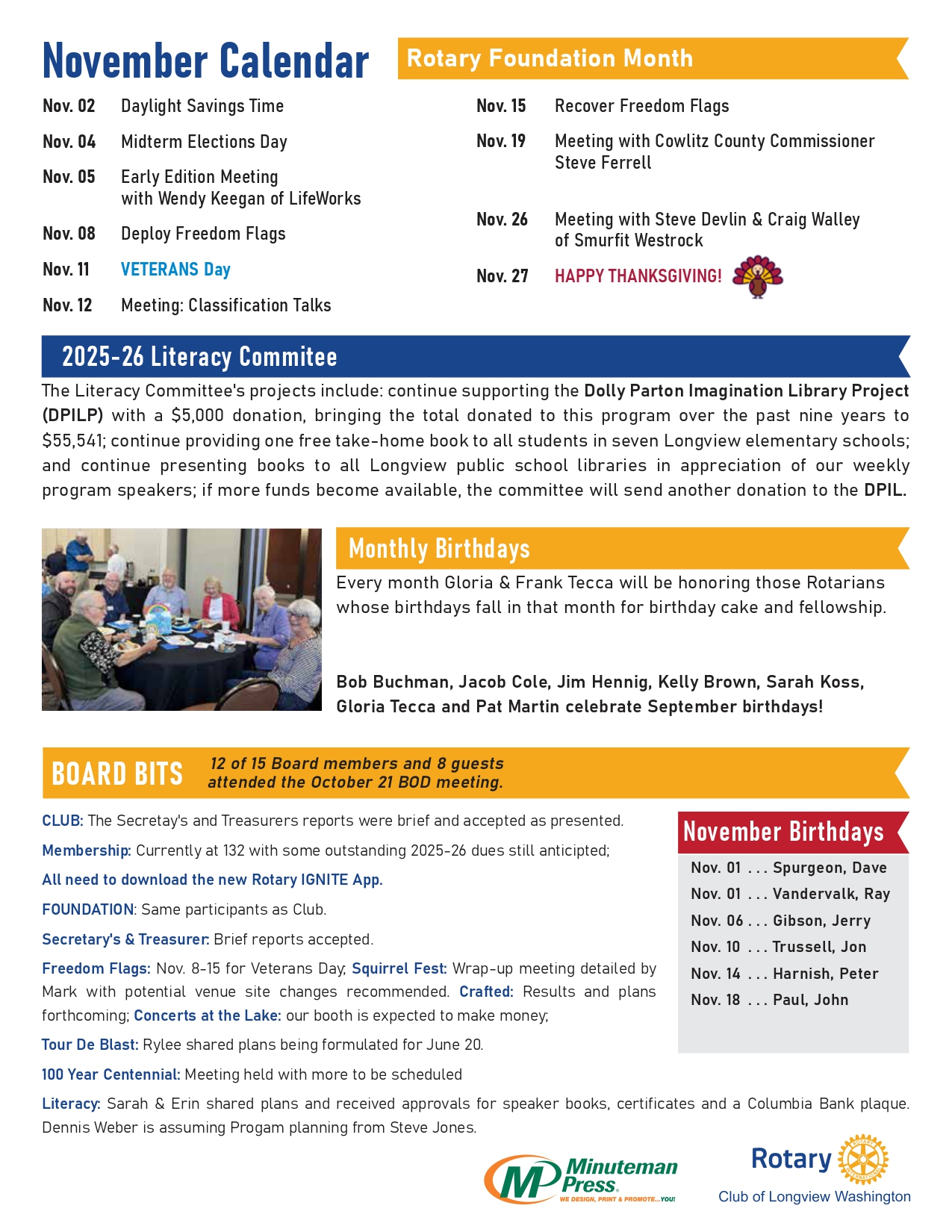 Rotary Club of Longview WA November Newsletter 2025 page 2